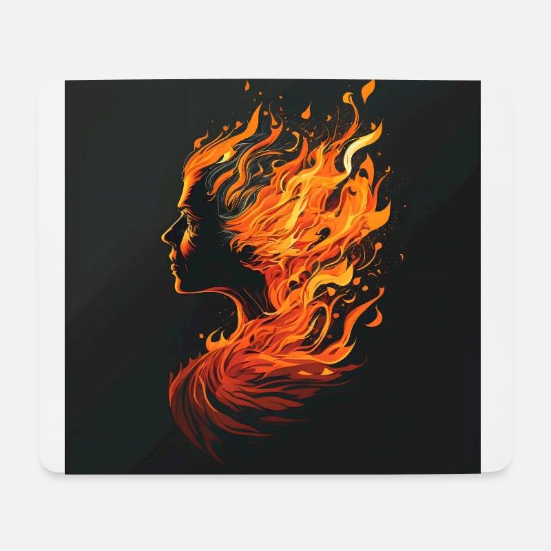 Fille en feu - Tapis de souris (format paysage) - blanc