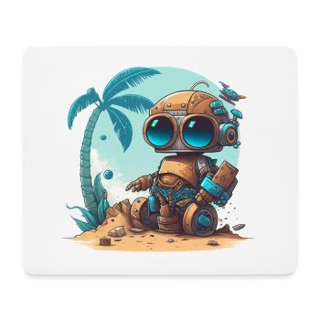 Ein kleiner Roboter am Strand unter einer Palme - Mousepad (Querformat) - Weiß - Vorne