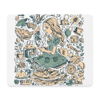 Modern Alice in Wonderland Drawing - Mouse Pad (horizontal) - white - Front