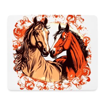 Two Horses in Love - Horse Motif - Mouse Pad (horizontal) - white - Front