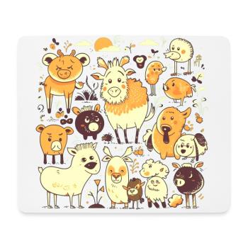 Lustige Comic Cartoon Farmtiere - Mousepad (Querformat) - Weiß - Vorne