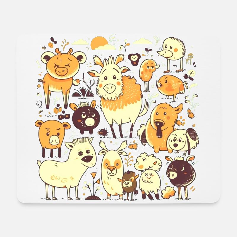 Lustige Comic Cartoon Farmtiere - Mousepad (Querformat) - Weiß