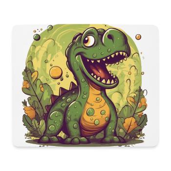 Cute dino in green, cute dinosaur motif - Mouse Pad (horizontal) - white - Front