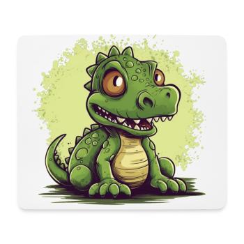 Cute dino in green, cute dinosaur motif - Mouse Pad (horizontal) - white - Front
