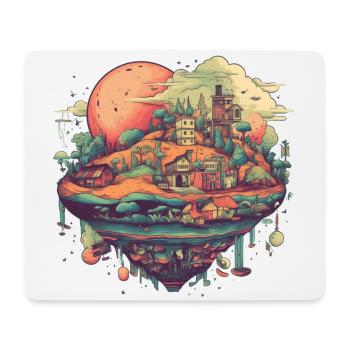Village aérien surréaliste en couleur - Tapis de souris (format paysage) - blanc - Devant
