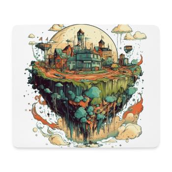Village / ville volant surréaliste dans coloré - Tapis de souris (format paysage) - blanc - Devant
