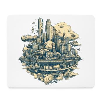 Surrealist Flying Vintage City - Mouse Pad (horizontal) - white - Front