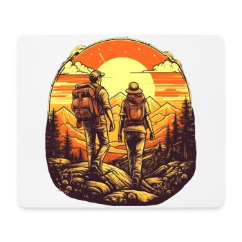 Cooles Wanderer Motiv - Wandern in den Bergen - Mousepad (Querformat) - Weiß - Vorne