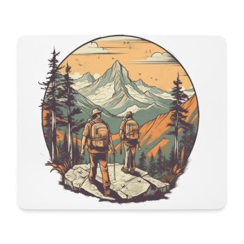 Cooles Wanderer Motiv - Wandern in den Bergen - Mousepad (Querformat) - Weiß - Vorne