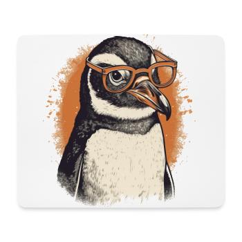 Nerdy penguin with orange glasses - Mouse Pad (horizontal) - white - Front