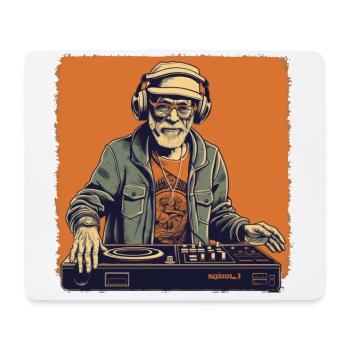 Cool bestager man en DJ hipster avec casquette - Tapis de souris (format paysage) - blanc - Devant