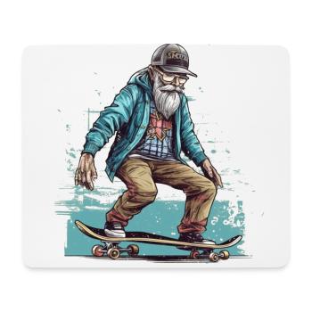 Cool older man as a skater hipster with cap - Mouse Pad (horizontal) - white - Front