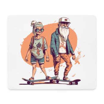 Cooles älteres Pärchen als Skater Hipster - Mousepad (Querformat) - Weiß - Vorne