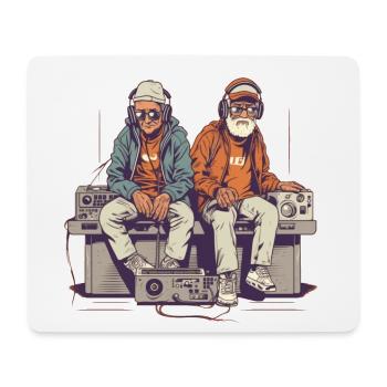 Zwei coole ältere Herren hängen ab - Hipster Style - Mousepad (Querformat) - Weiß - Vorne