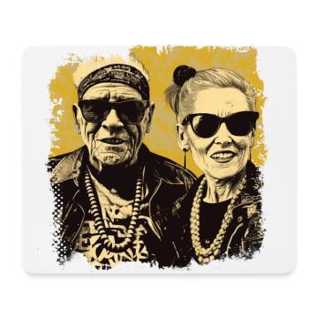 Cool bestager punker couple with sunglasses - Mouse Pad (horizontal) - white - Front