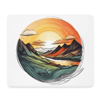 Picturesque mountain scenery, beautiful sunset - Mouse Pad (horizontal) - white - Front