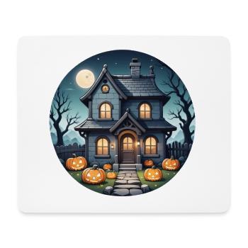 Halloween Spukhaus bei Vollmond und Kürbisse - Mousepad (Querformat) - Weiß - Vorne