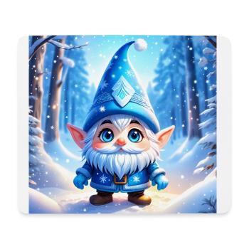 Blauer Weihnachtswichtel im magischen Wald - Mousepad (Querformat) - Weiß - Vorne