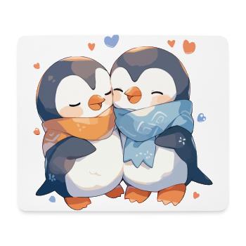Penguin Heart Love Cute Hug Penguin Love - Mouse Pad (horizontal) - white - Front