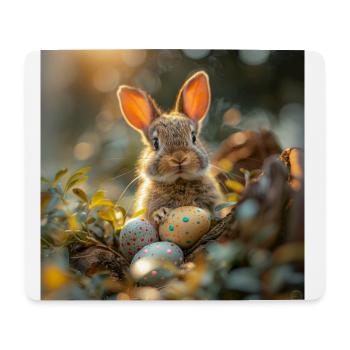 Osterhase mit Eiern - Mousepad (Querformat) - Weiß - Vorne