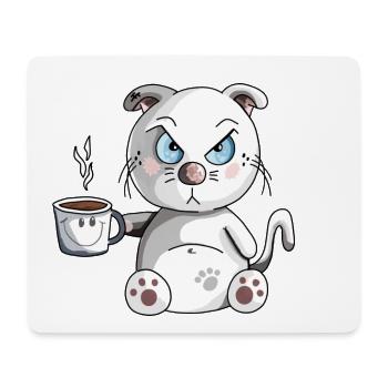 Grummelige Morgenmuffel Katze - Kaffee - Katzen - Mousepad (Querformat) - Weiß - Vorne