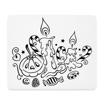 Halloween, candles with pumpkins and sweets - Mouse Pad (horizontal) - white - Front
