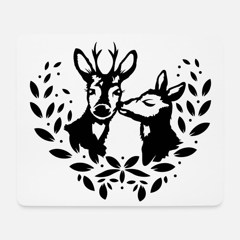 Reh und Rehbock - Mousepad (Querformat) - Weiß