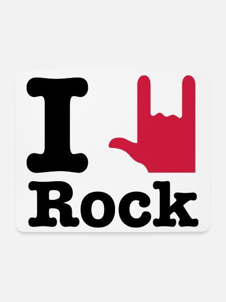 i love rock - I Love Rock - Tapis de souris (format paysage) - blanc