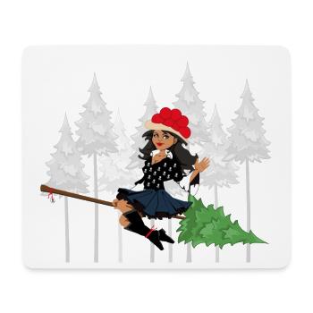 Moderne Schwarzwald Hexe Bollenhut Besen - Mousepad (Querformat) - Weiß - Vorne