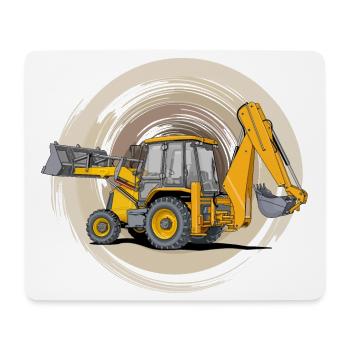 Tractor with loader bucket and excavator attachment - Mouse Pad (horizontal) - white - Front