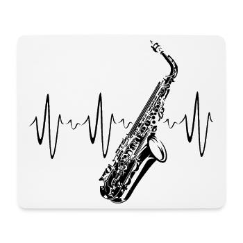Saxophon Herzschlag Symbol Illustration icon Logo - Mousepad (Querformat) - Weiß - Vorne