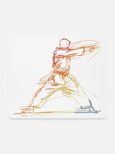 Karateka Line Sketch Retro - Mouse Pad (horizontal) - white