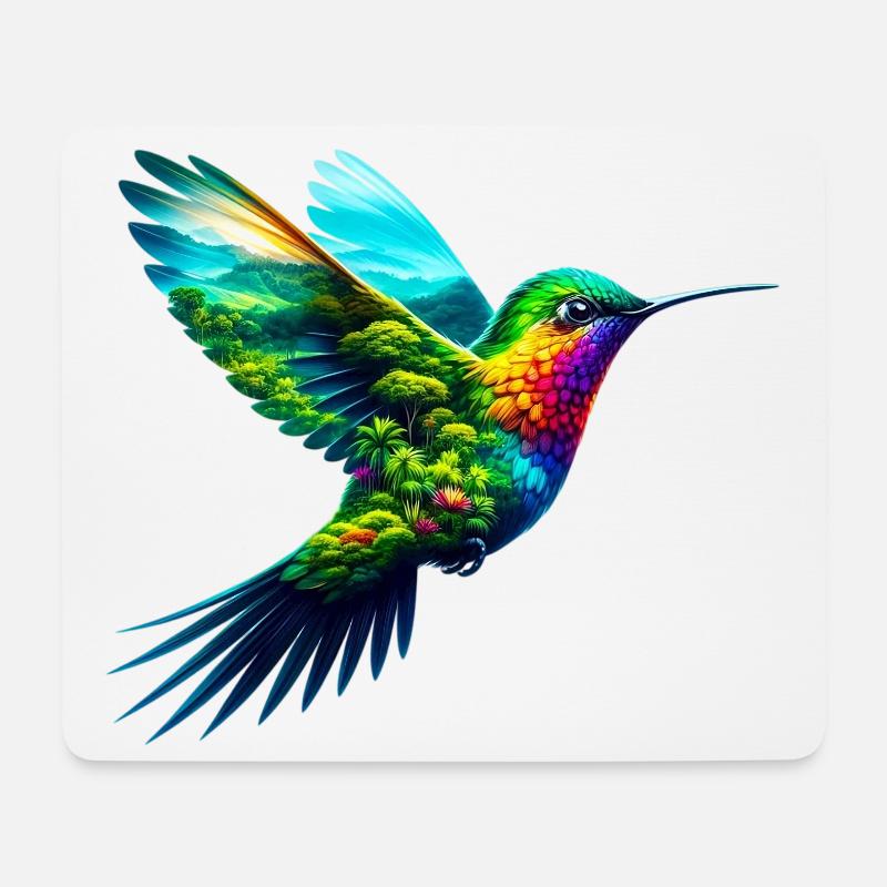 Kolibri - Mousepad (Querformat) - Weiß