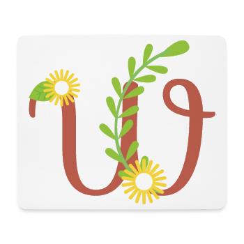 Elegant letter 'W' with flowers - Mouse Pad (horizontal) - white - Front