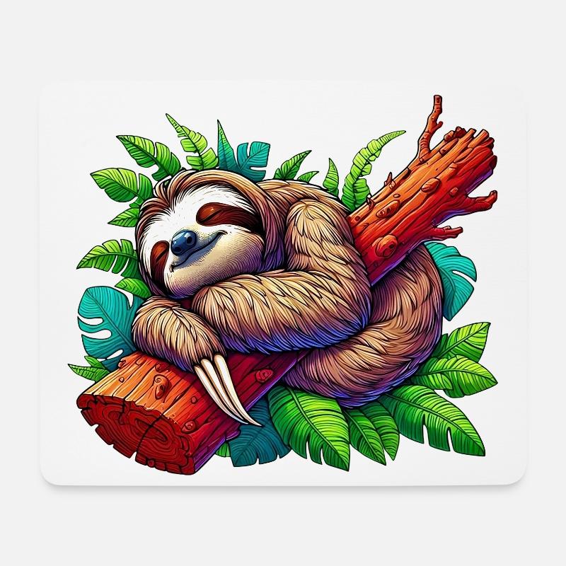Faultier - Mousepad (Querformat) - Weiß