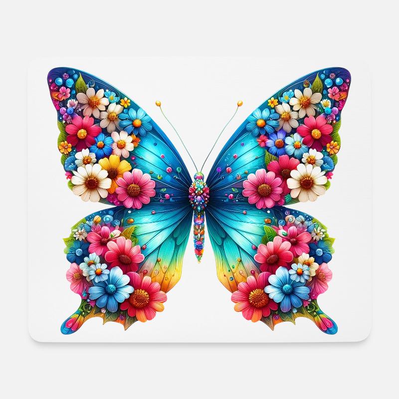 Papillon - Tapis de souris (format paysage) - blanc