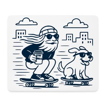 Stay Chill Hipster Skater mit Hund - Mousepad (Querformat) - Weiß - Vorne