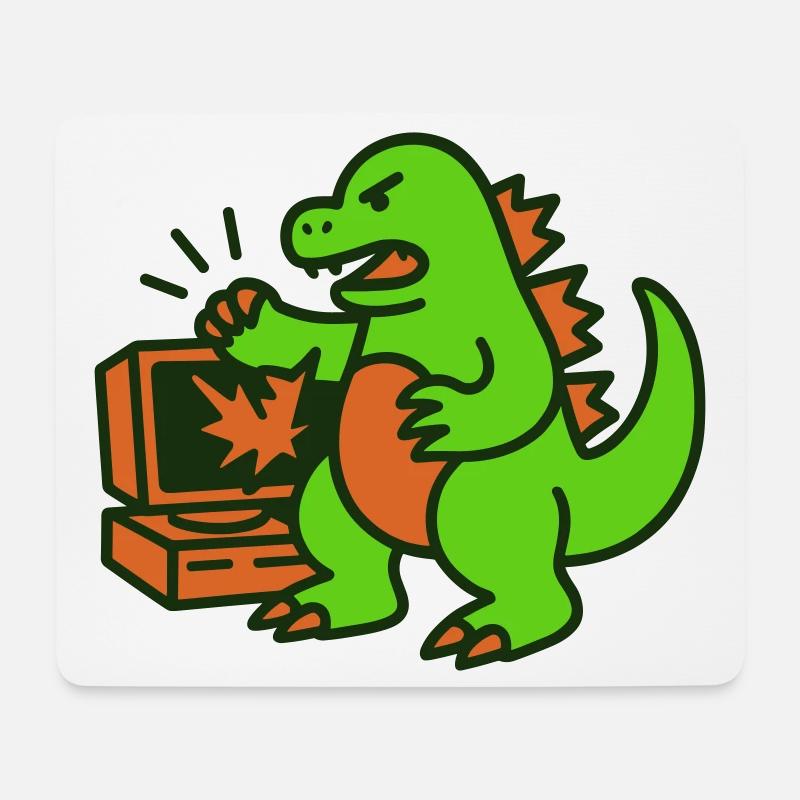 Dragon vs Computer - Mousepad (Querformat) - Weiß