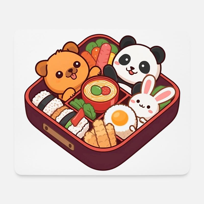 Anime Animal Sushi Box – Cute Trio - Mousepad (Querformat) - Weiß