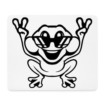 Grenouille Crapaud Cool Lunettes de soleil Victoire Paix Mains - Tapis de souris (format paysage) - blanc - Devant