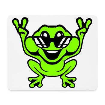 Grenouille Crapaud Cool Lunettes de soleil Victoire Paix Mains - Tapis de souris (format paysage) - blanc - Devant
