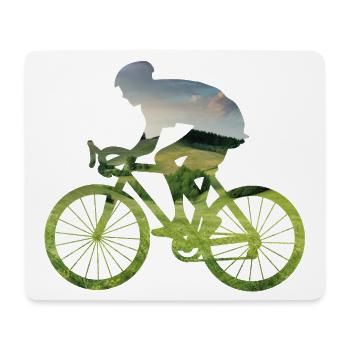 Nature silhouette cyclist in the countryside - Mouse Pad (horizontal) - white - Front