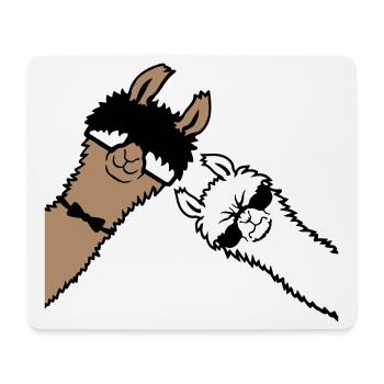 2 Coole Lamas Sonnenbrillen Lustige Nerd Freunde - Mousepad (Querformat) - Weiß - Vorne