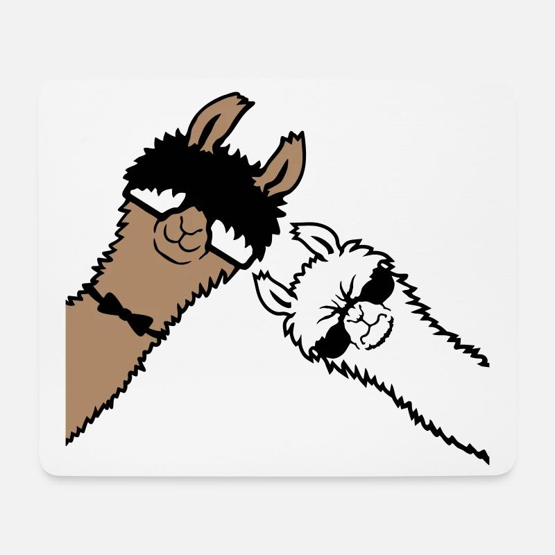 2 Coole Lamas Sonnenbrillen Lustige Nerd Freunde - Mousepad (Querformat) - Weiß