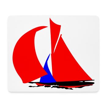 Red Sailboat Silhouette - Mouse Pad (horizontal) - white - Front