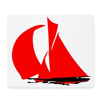 Red Sailboat Silhouette - Mouse Pad (horizontal) - white - Front