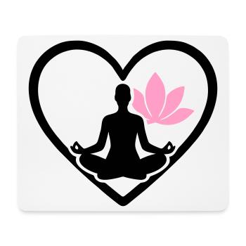 Women's Yoga Heart Silhouette Lotus Wellness - Mouse Pad (horizontal) - white - Front