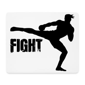 Kickboxer Silhouette mit Text Fight - Mousepad (Querformat) - Weiß - Vorne