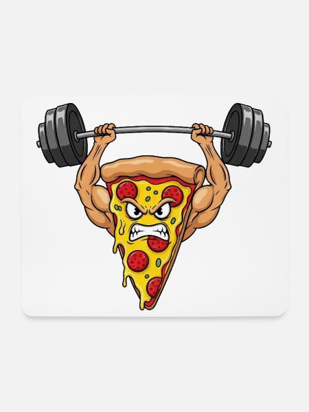 Pizza Salami Fitness Hantel Gewichte Training Stär - Mousepad (Querformat) - Weiß
