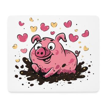Herzschwein im Schlamm mit Herzen - Mousepad (Querformat) - Weiß - Vorne